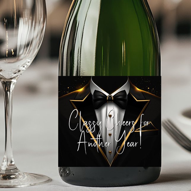 Étiquette de Champagne Smoking Or Noir (Add your text, logo, etc., to personalize for your event.)