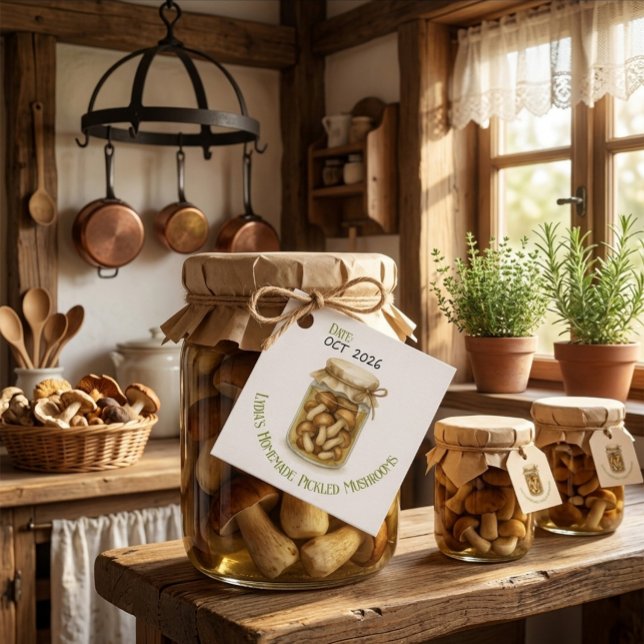 Étiquette de champignons marinés maison à date per (Créateur téléchargé)
