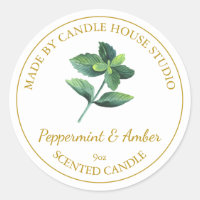 Étiquette de chandelle de menthe poivrée maison en