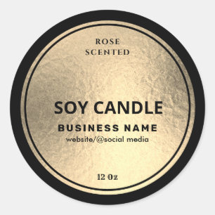 Étiquette de chandelle en soja noir or de luxe