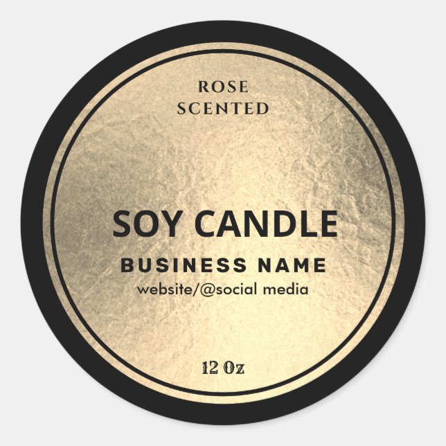 Étiquette de chandelle en soja noir or de luxe (Devant)