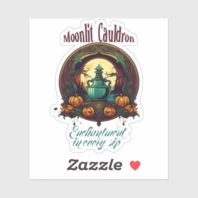 Étiquette de Chaudron Lunatique de Potion de Sorci (Feuille)