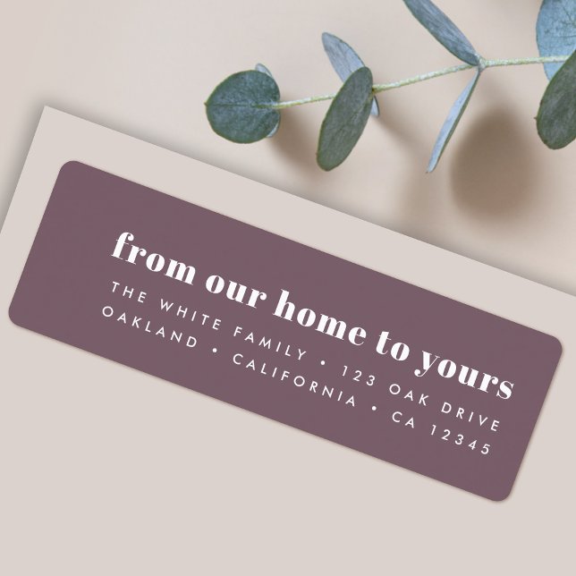 Étiquette De chez nous au vôtre | Purple minimal moderne (Créateur téléchargé)