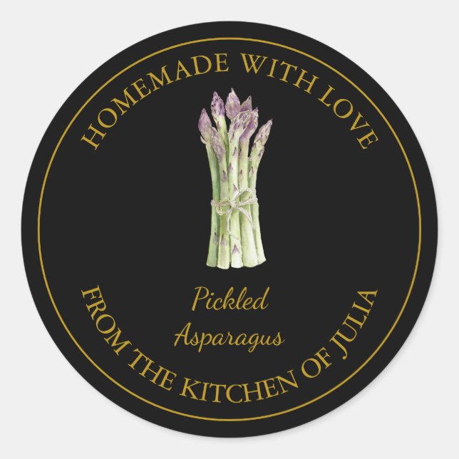 Étiquette de chiche à l'Asperge fait maison en or  (Devant)