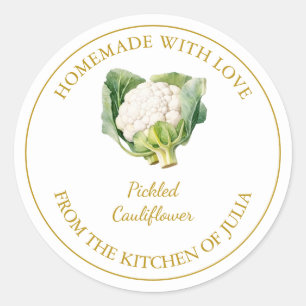 Étiquette de chou-fleur en or fait maison Blanc