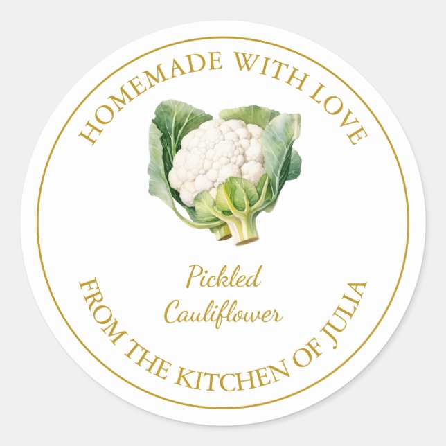 Étiquette de chou-fleur en or fait maison | Blanc (Devant)