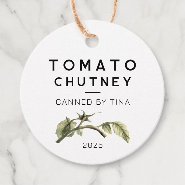 Étiquette de Chutney de Tomate avec feuille de tom (Devant)
