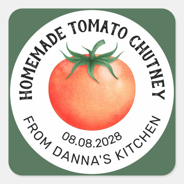Étiquette de chutney de tomate fait maison avec to (Devant)