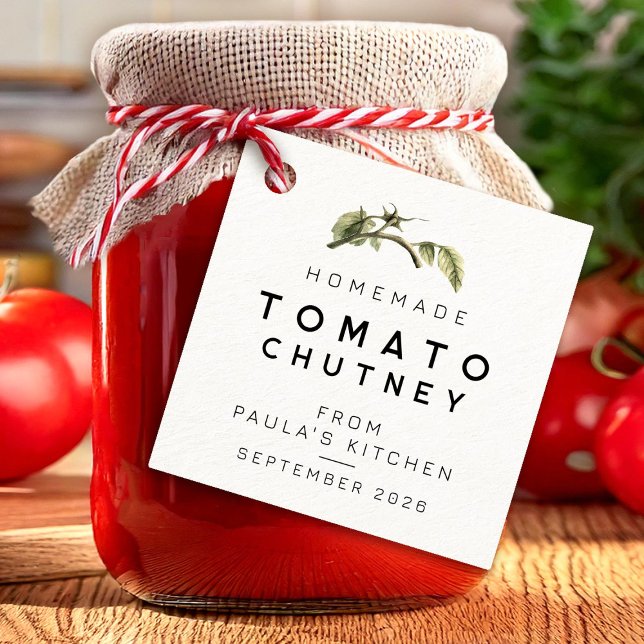 Étiquette de Chutney de Tomate Moderne avec feuill (Créateur téléchargé)
