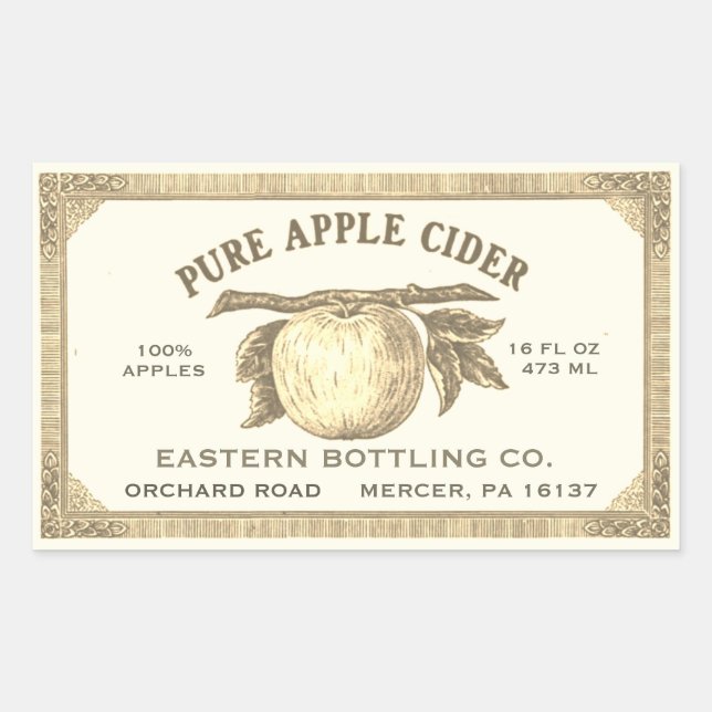 Étiquette de cidre d'Apple doré Vintage entièremen (Devant)