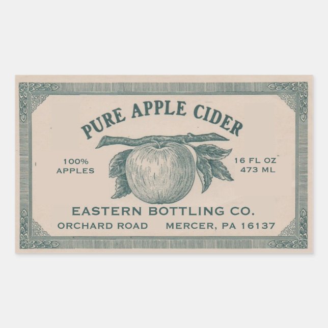 Étiquette de cidre de pomme Vintage entièrement mo (Devant)