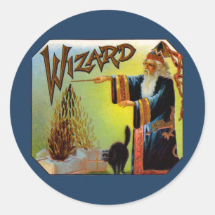 Étiquette de cigare vintage, Magic Wizard avec cha