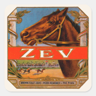 Étiquette de cigare vintage, Poulain Brun Zev Chev