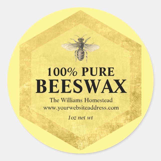Étiquette de cire d'abeille personnalisé avec nom  (Devant)