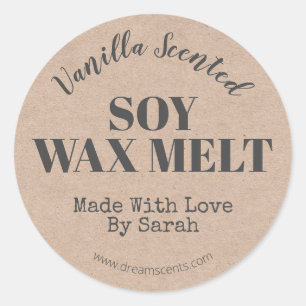 Étiquette de cire de soie de vanille artisanale Kr