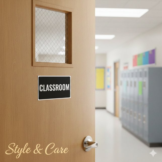 Étiquette de CLASSE élégante au format rectangulai (Stylish CLASSROOM Label in Rectangular Bold Format Sticker)