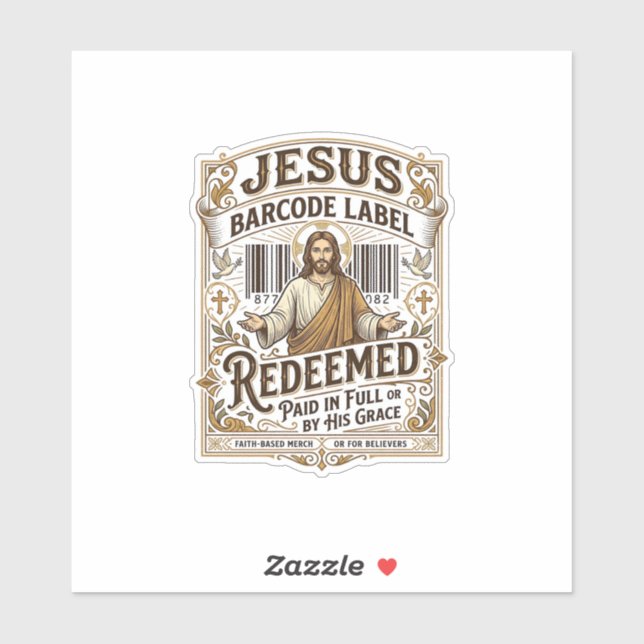 étiquette de code-barres Jésus Rachetée Jésus code (Feuille)