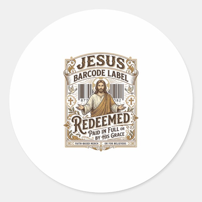 Étiquette de code-barres Jésus Rédimé Jésus Code-b (Devant)