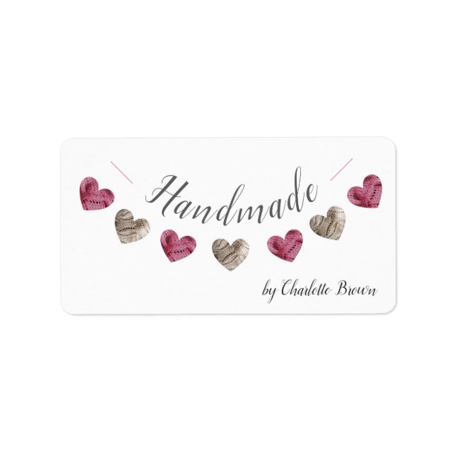 étiquette de coeur en laine fait main (Devant)