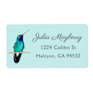 Étiquette de colibri à bec large