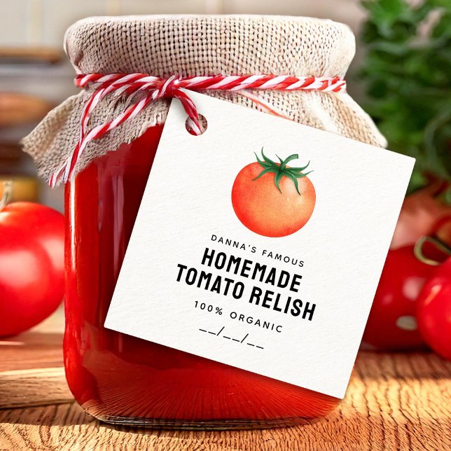 Étiquette de condiment de tomate avec tomate rouge (Créateur téléchargé)
