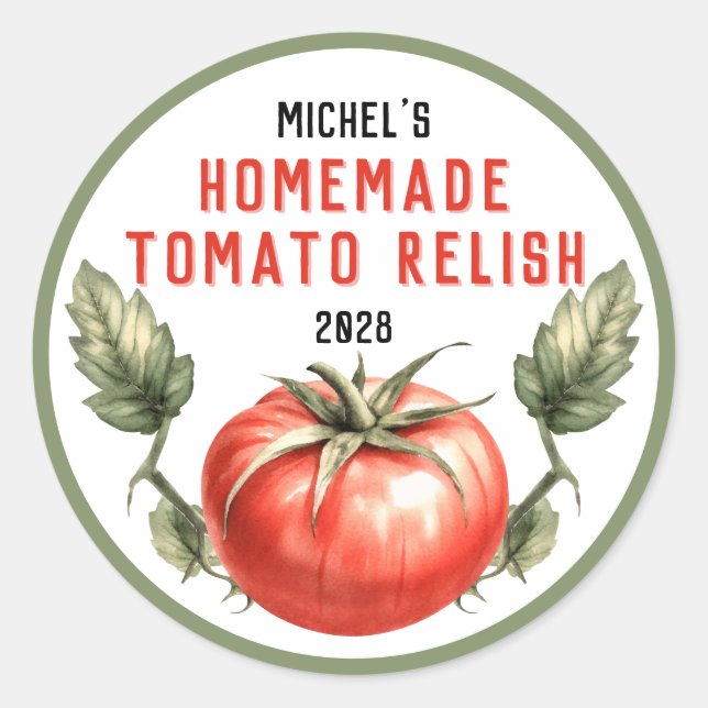 Étiquette de condiment de tomate fait maison de st (Devant)