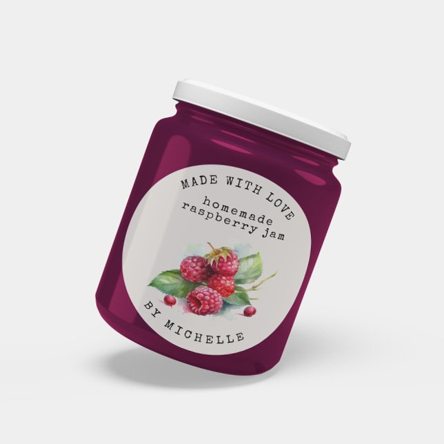 Étiquette de confiture à l'aquarelle de framboise  (Créateur téléchargé)
