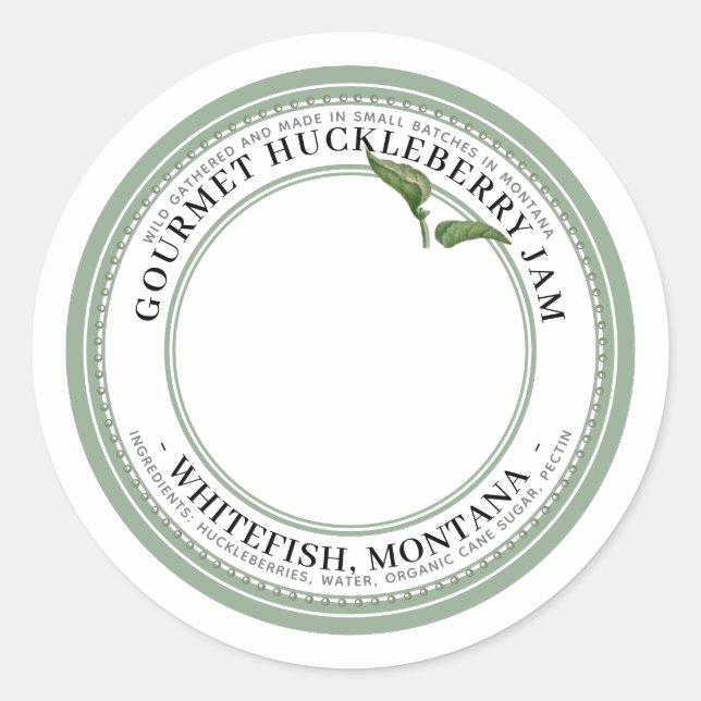 Étiquette de confiture avec Huckleberries autochto (Devant)