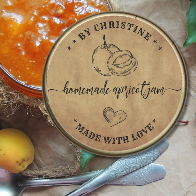 Étiquette de confiture d'abricot cœur rustique fab (Créateur téléchargé)