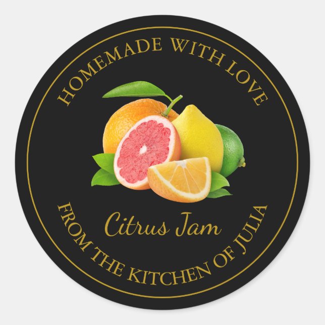 Étiquette de confiture d'agrumes mélangés maison e (Devant)