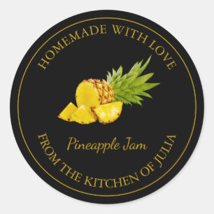 Étiquette de confiture d'ananas fait maison Noir