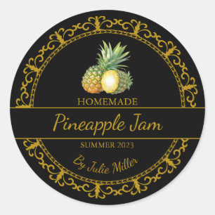 Étiquette de confiture d'ananas maison vintage Gol