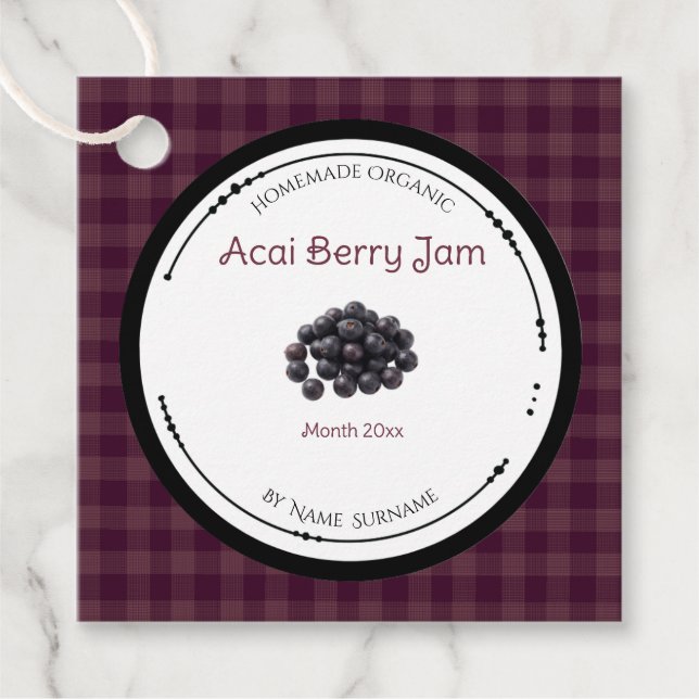 Étiquette de confiture de baie d'açaï maison avec  (Devant)