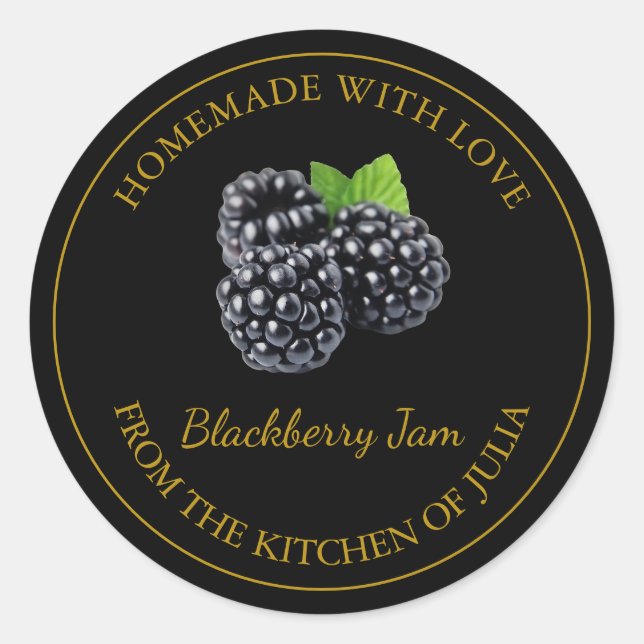 Étiquette de confiture de Blackberry fait maison | (Devant)