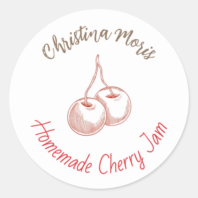 Étiquette de confiture de cerise pour petite entre (Devant)