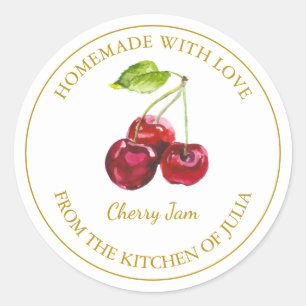 Étiquette de confiture de cerisier maison en or