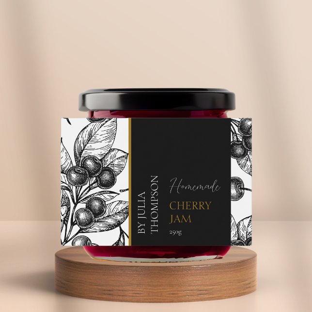 Étiquette de confiture de cerisier maison moderne (Créateur téléchargé)