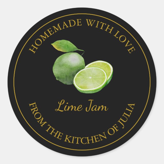Étiquette de confiture de chaux maison en or | Noi (Devant)