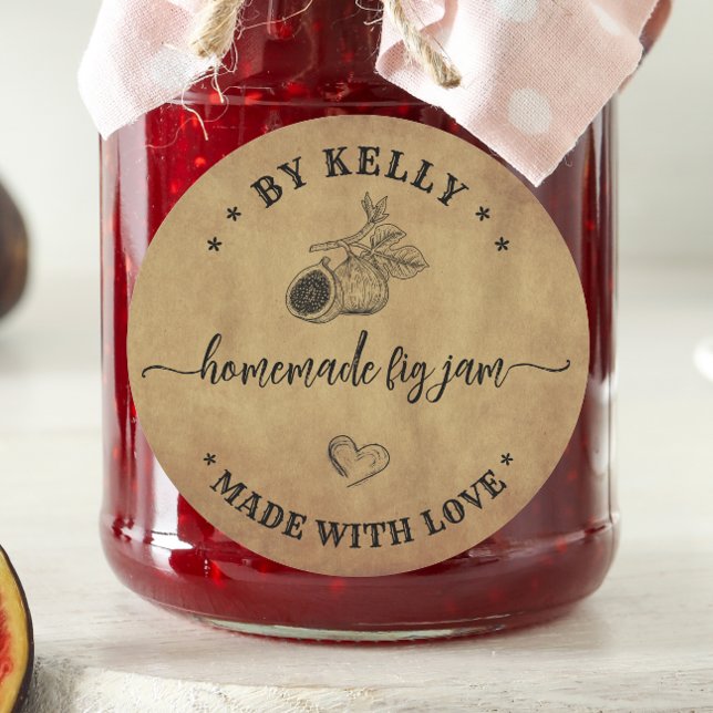 Étiquette de confiture de figue cœur rustique fait (Créateur téléchargé)