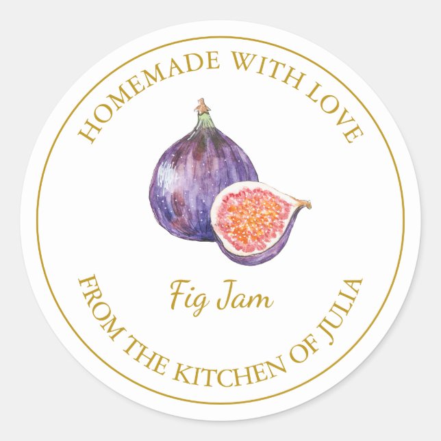 Étiquette de confiture de figues maison en or | Bl (Devant)