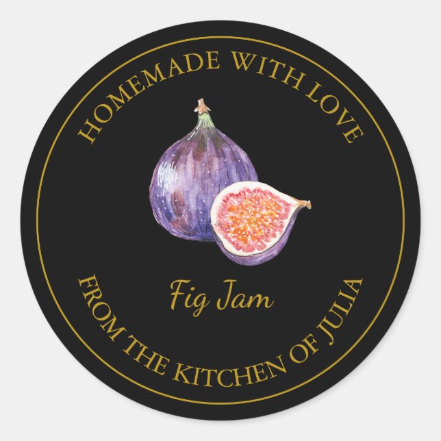 Étiquette de confiture de figues maison en or | No (Devant)