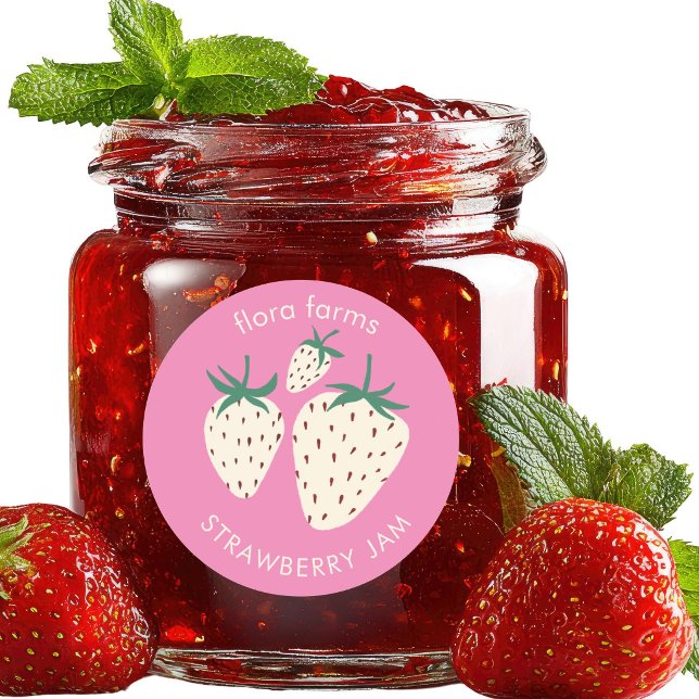 Étiquette de confiture de fraise blanche pineberry (JAM LABEL White Strawberry Pineberry Custom Sticker
)