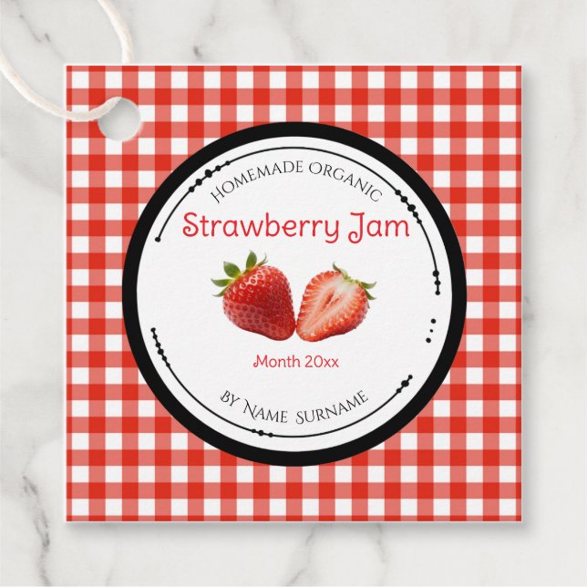 Étiquette de Confiture de Fraise Maison avec Ingré (Devant)