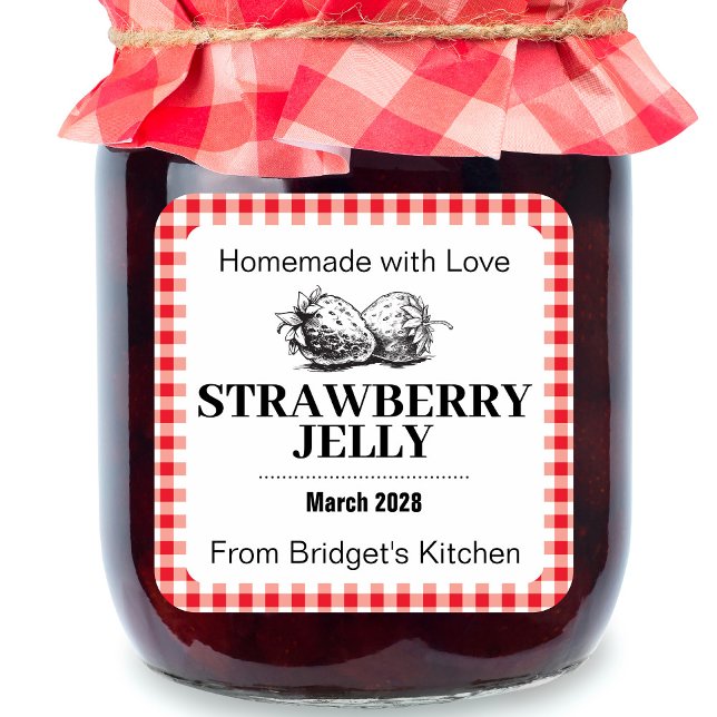 Étiquette de confiture de fraise maison STRAW02sq (Créateur téléchargé)