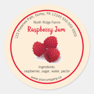 Étiquette de confiture de framboise de la société 