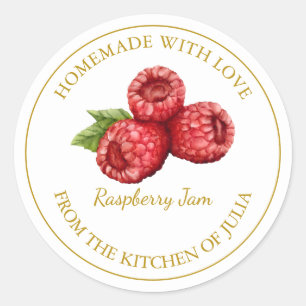 Étiquette de confiture de framboise maison en or