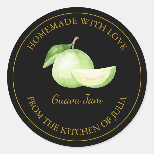Étiquette de confiture de goyave maison en or | No (Devant)