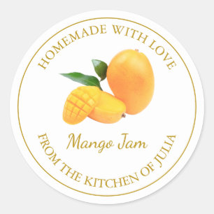 Étiquette de confiture de mangue maison Blanc