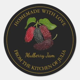 Étiquette de Confiture de Mûre Maison Or Noir