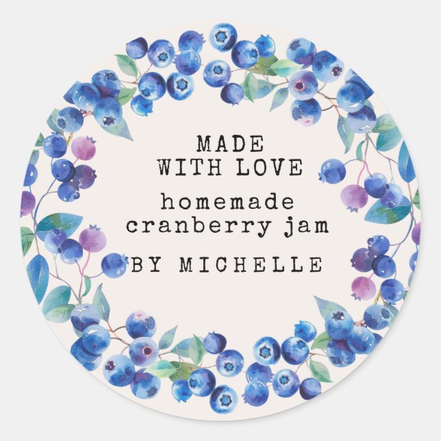 Étiquette de confiture de myrtille en couronne aqu (Devant)